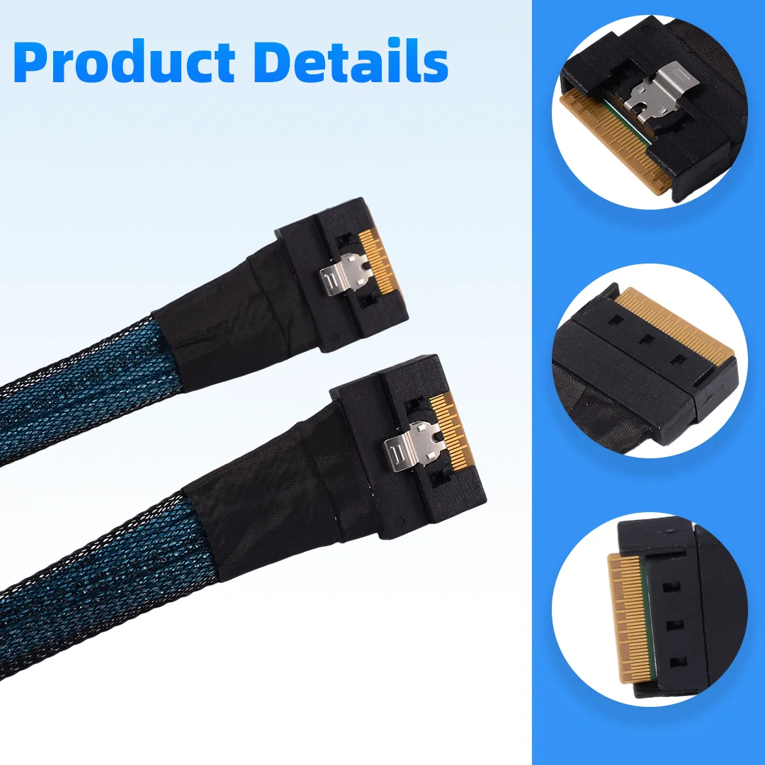 SlimSAS MCIO SFF-8654 8i Server High-speed Line Cable1 to 2 PCIe 4.0 X8 /x4+x4 Gen4 SFF-8639 SFF-8611 Supports Split OCuLink U2