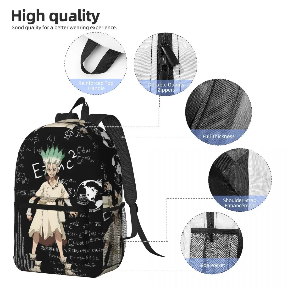 Senku Ishigami Dr Stone Apan Anime Backpack Daypack Large Capacity Children BookBag School Bag Shoulder Bags for Men Women