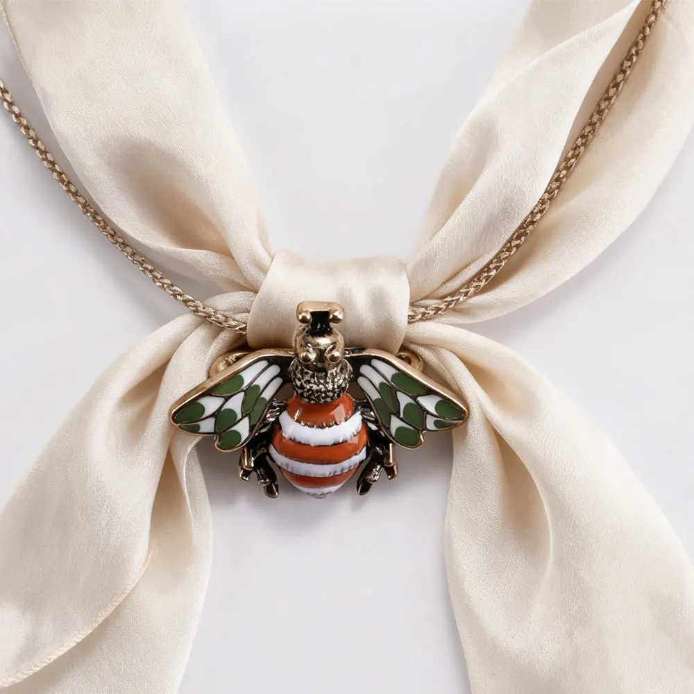 Multifunctional Enamel Bee Charm Versatile as Scarf Buckle and DIY Jewelry Component Unique Design Perfect for Crafting Personal