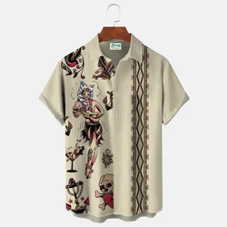 Summer Shirt For Men's Hawaiian Casual Beach Funny Pattern Print Short Sleeve Daily Imported Clothing Vacation Oversized Floral