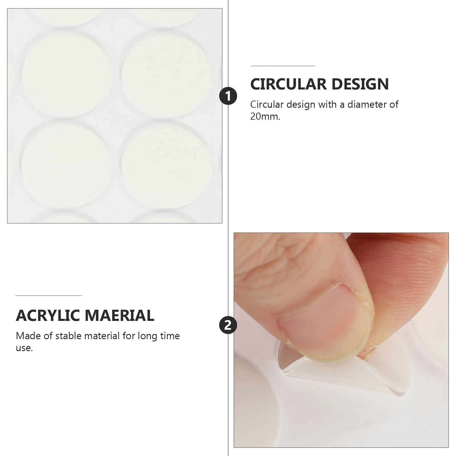 

5 Sheets Clear Double Sided Round Adhesive Tape Removable for Wall Decoration Photo Posters Painting DIY Fixing