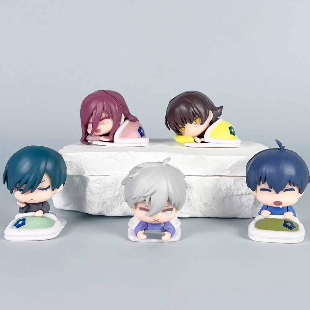 

Anime Character Bluelock Figurine, Q-Version Cute Sleeping Posture Figurine Desktop Model Ornament
