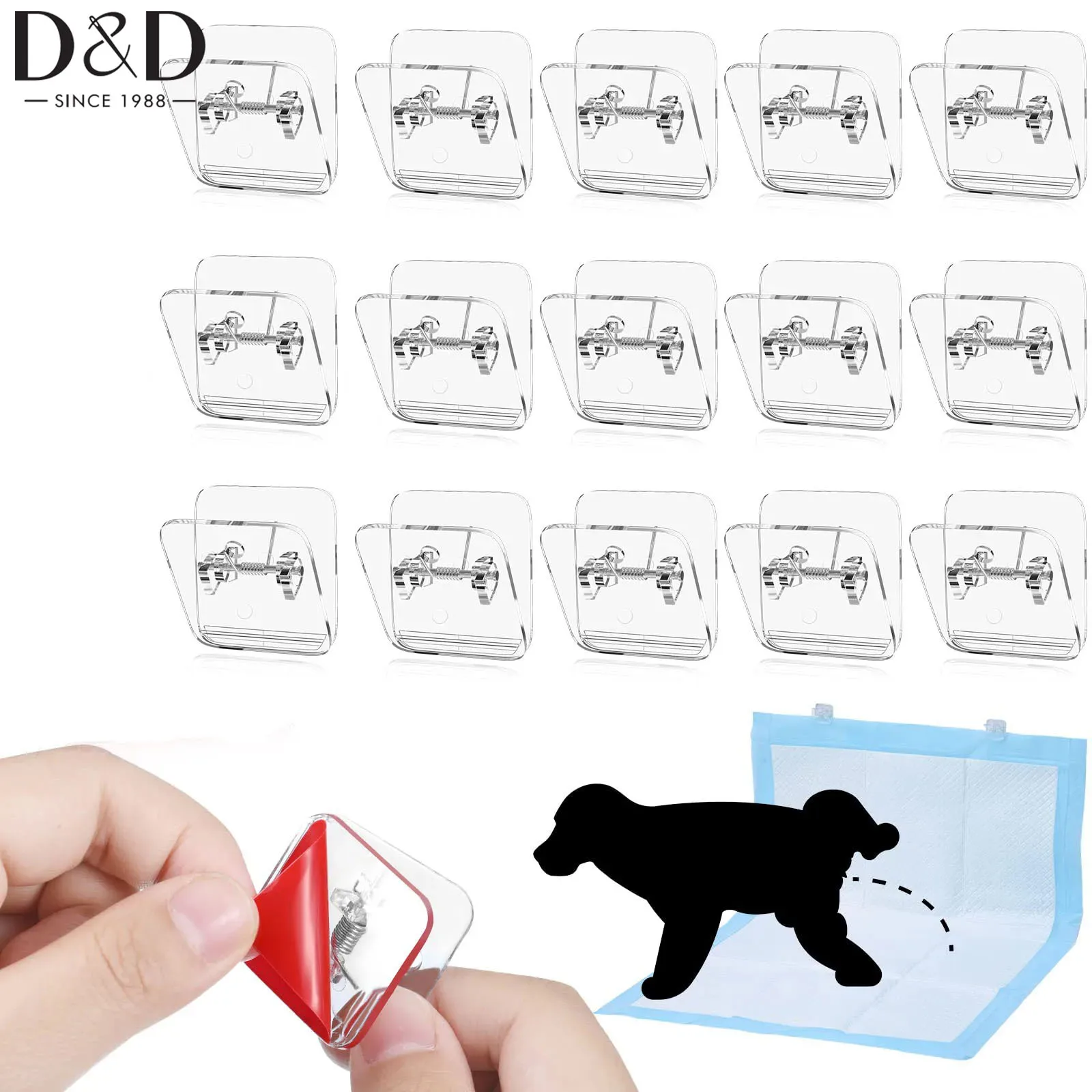 

D&D 4Pcs Wall Pee Pad Holder Clear Dog Potty Training Pad Holder Invisible Puppy Pad Holder Sticky Pee Pad Wall Clips