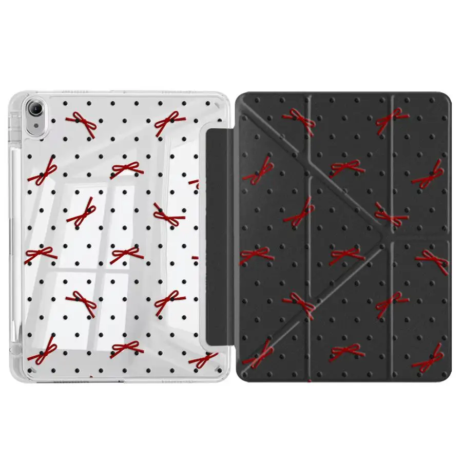 Red Bow Polka Dot Print Holder Cover Tablet Case For iPad Mini 6 7 Pro 11th 10th 9th 8th 7th 12.9inch Air 4 5 M3 M2 M4 11inch