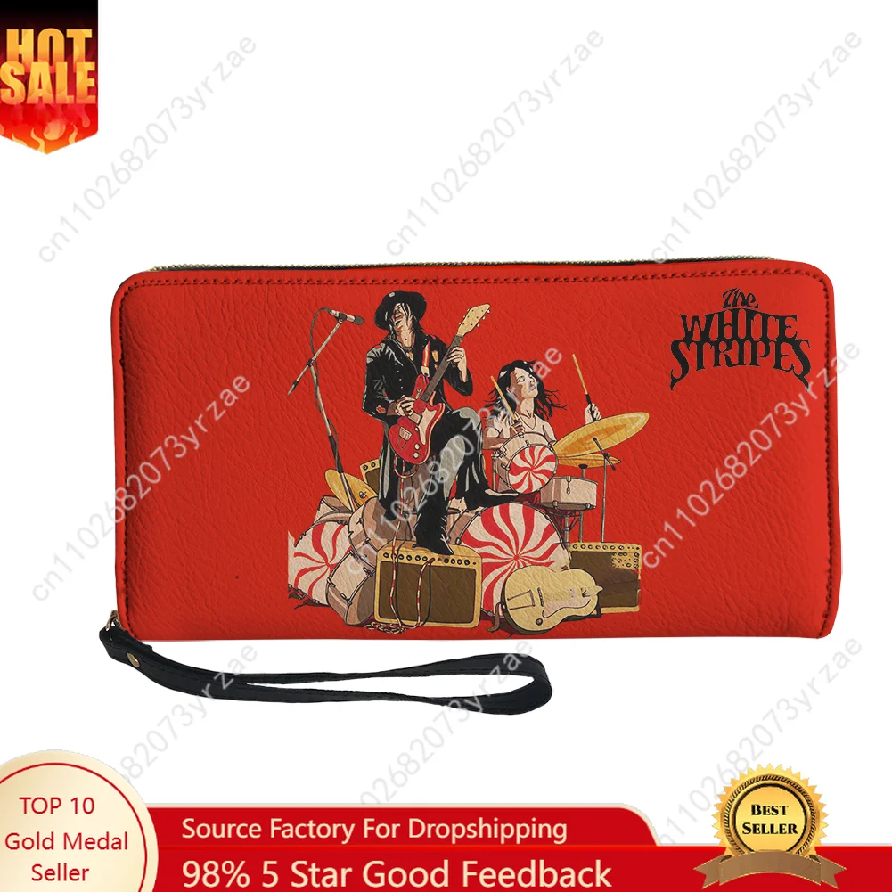 

The White Stripes Wallet Mens Womens Teenagers Long Zipper Wallet Double Print Fashion Commuter Personalized Photo Custom Purses