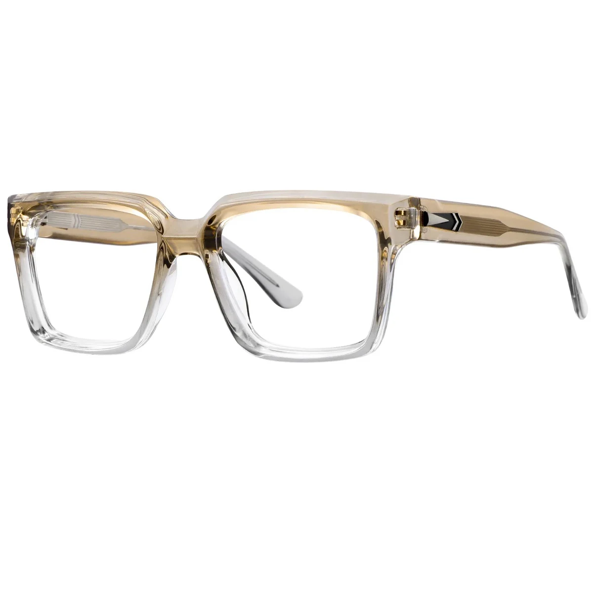 FYTOO Unisex Light Brown Gradient Square Glasses Classic Elegant, Fit Daily/Business, Elevates Style Easily Durable Plastic.