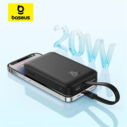 Baseus Magnetic Power Bank 10000mah Magnetic Wireless Charging PD 20W Fast Charging with Cable for iPhone 14 13 12 Pro Max