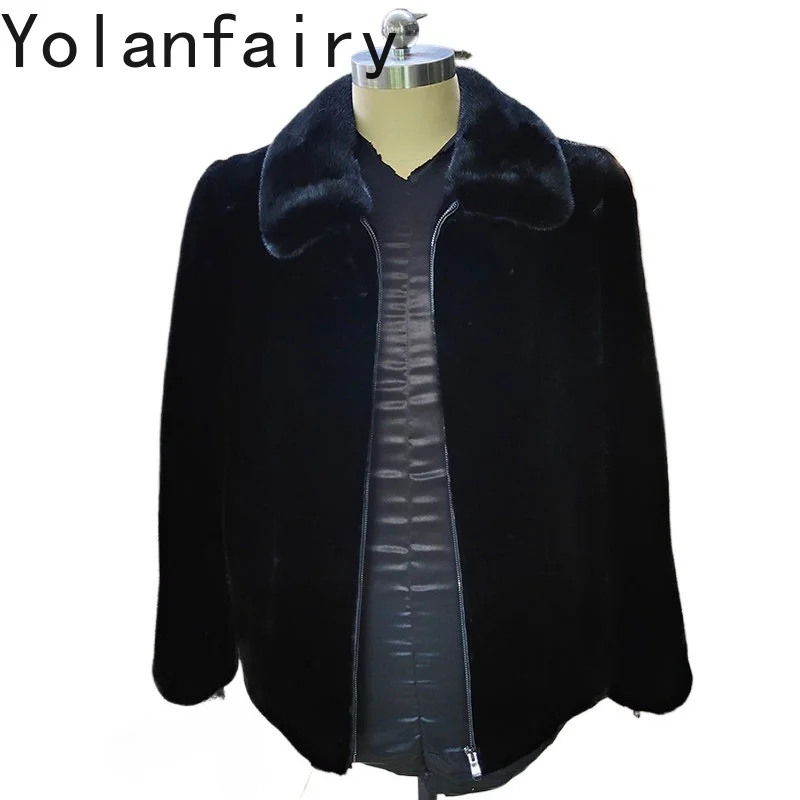 YOLANFAIRY Top Quality Whole Mink Real Fur Coat Man Winter High-end Natural Mink Fur Jacket Men Clothing Fashion Black Outerwear