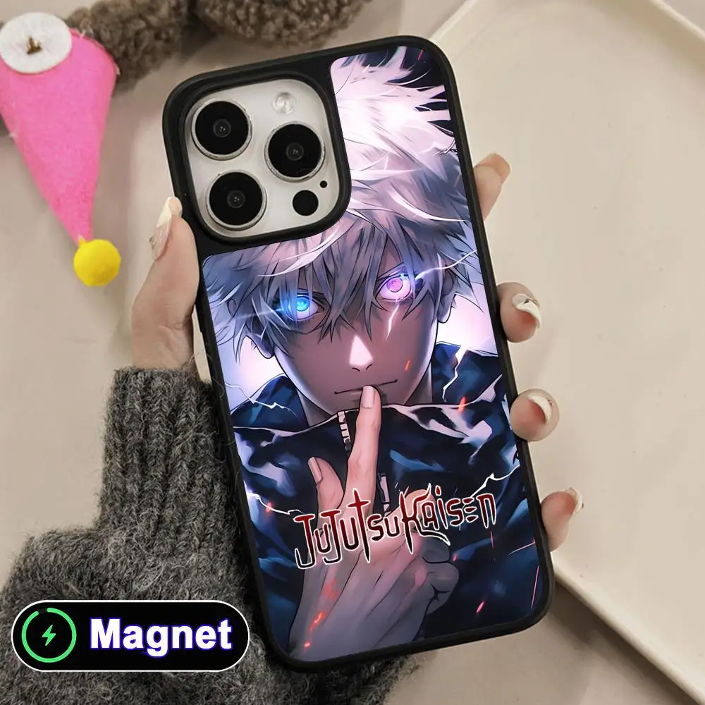 

JJK Satoru Gojo Phone Case for iPhone 17 16 15 14 13 12 11 Air Pro Max Plus Matte Surface Magnet Cover
