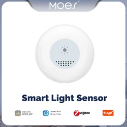 MOES Tuya Zigbee Smart Light Sensor Illuminance Brightness Detection Home Lighting Automation Smart Home Detector APP Control