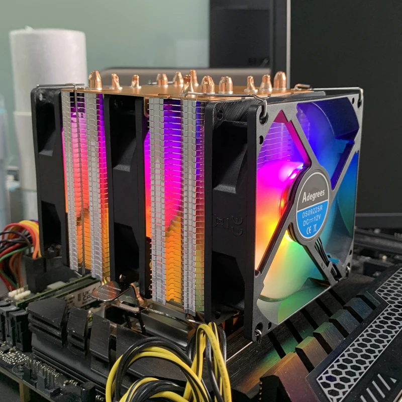 وحدة المعالجة المركزية برودة 6 أنابيب الحرارة الكمبيوتر المبرد PWM 4PIN 90 مللي متر وحدة المعالجة المركزية تبريد صامت Rgb ventilador إنتل 1700 1150 1156 1366 1155 2011 AMD