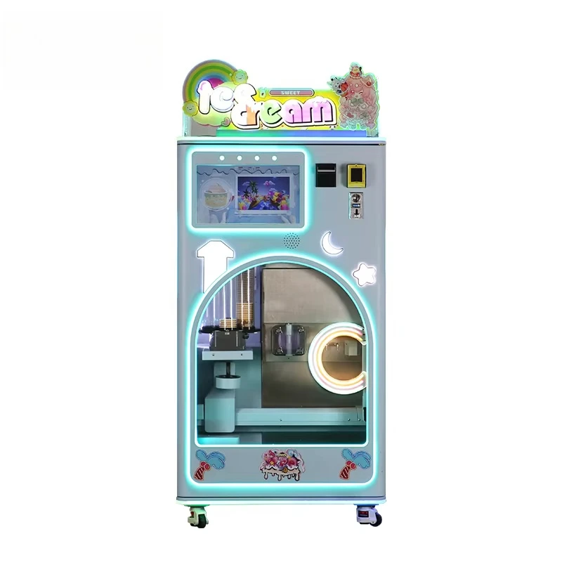 China Small Kiosk Soft Serve Ice Cream Vending Machine Dispenser with Coin Customized