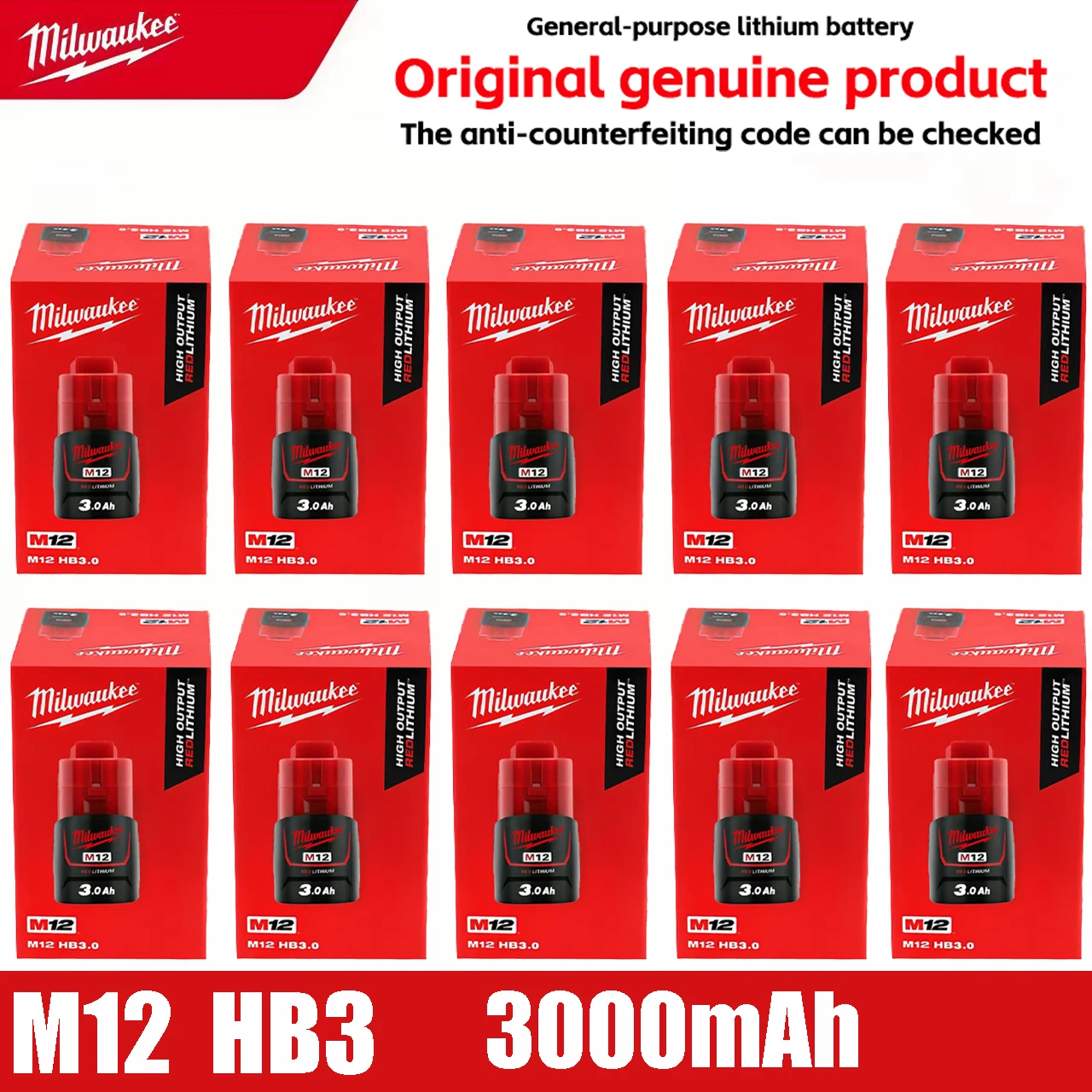 

Milwaukee12VBattery Hand drill replacement battery, Comes with Packaging Color Box M12B3 3000mAh rechargeable tool battery M12