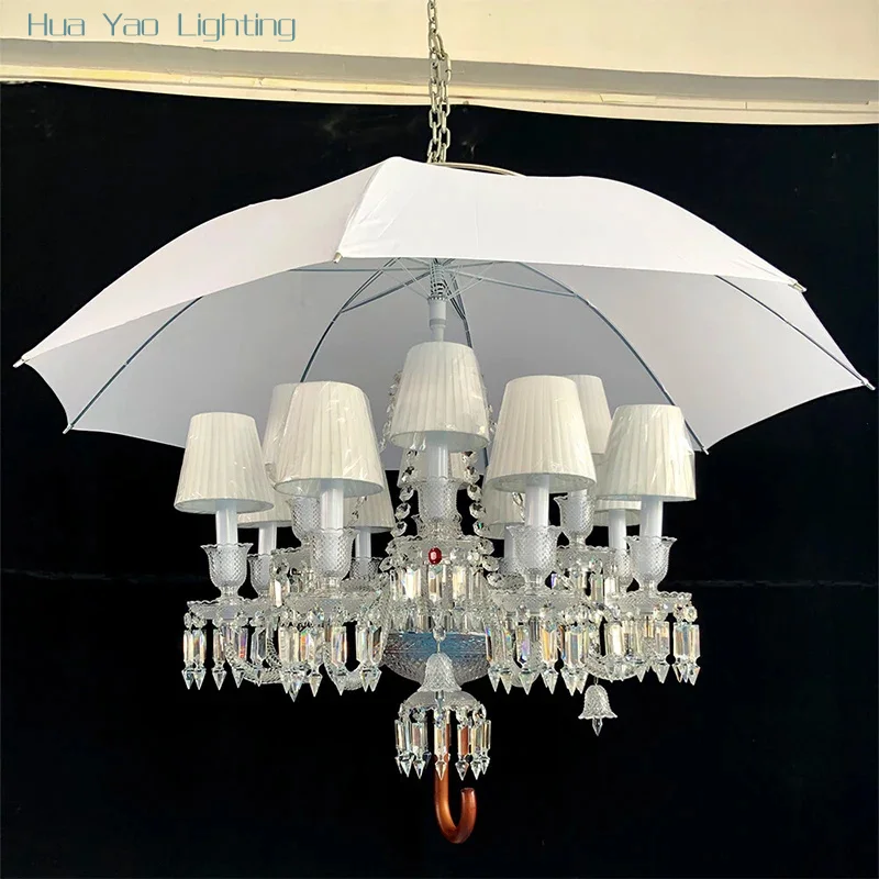 European Unique Creative Glass Bend Pipe K9 Crystal Living Room Chandelier Hotel Hall Bedroom Decorative Fabric Pendant Light