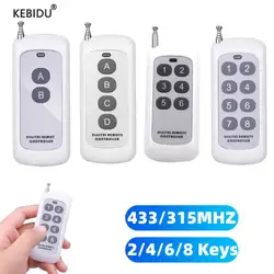 433 315Mhz Wireless RF Remote Control 1527 Learning Code Transmitter 2 4 6 8 Keys Long Range For Smart Home Garage Door Opener