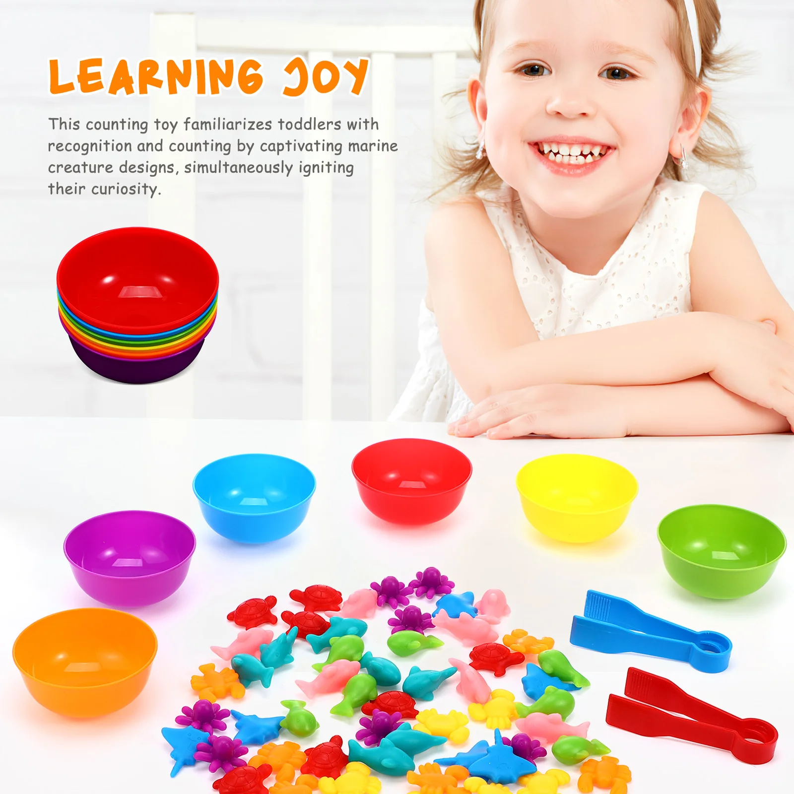 

1Set Ocean Animal Educational Set Soft Tpe Counting Sorting Game for Toddlers Color Matching Learning Activity Preschool Skill