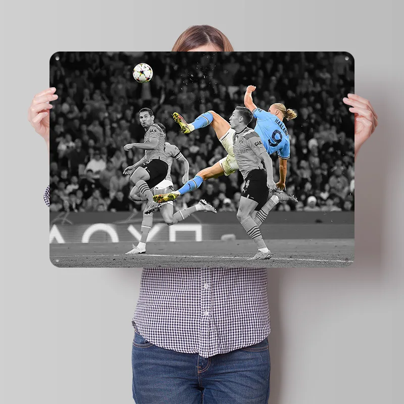 Erling Haaland 3D Texture Printed Poster Custom Vintage Metal Tin Plate Sign for Wall Art Luxury Decoration Home Decor Room Cozy