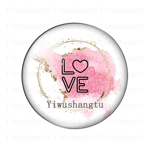 Red love wordart Sweet painting  12mm/18mm/20mm/25mm Round photo glass cabochon demo flat back Making findings