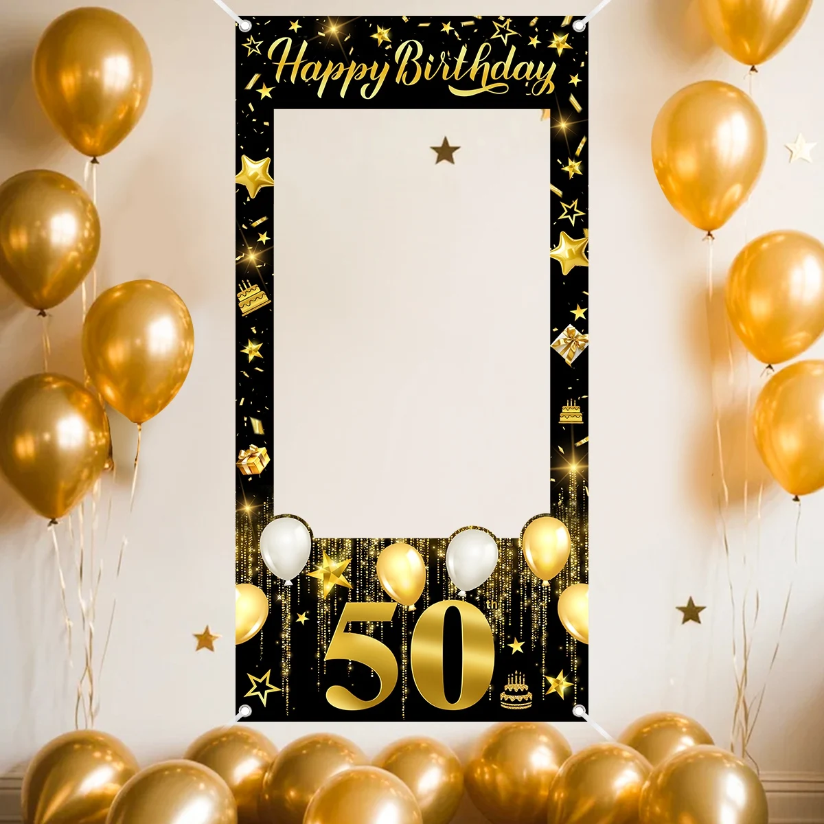 30., 40., 50., 60. Geburtstag Fotorahmen Foto-Requisiten Schwarz Gold Erwachsene 30 40 50 60 Jahre Alt Geburtstagsparty Dekoration – Detail 3