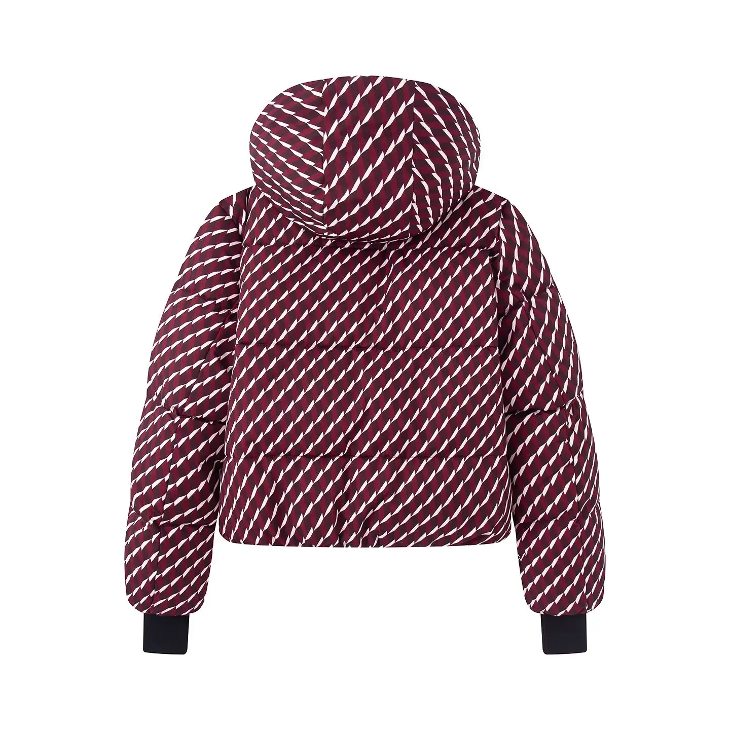 2026 New Winter Women's Elegant Hooded Zipper Burgundy Skiing Padded Sport Coats Lady Chic Thicken Warm Windproof Jackets Parkas