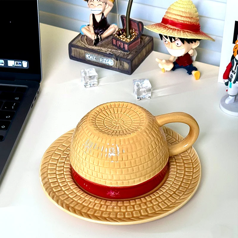 One Piece Three Brothers Hat Shaped Anime Figure Mug Cartoon Character Decorate Monkey D Luffy Hat Ceramic Cup Birthday Gifts