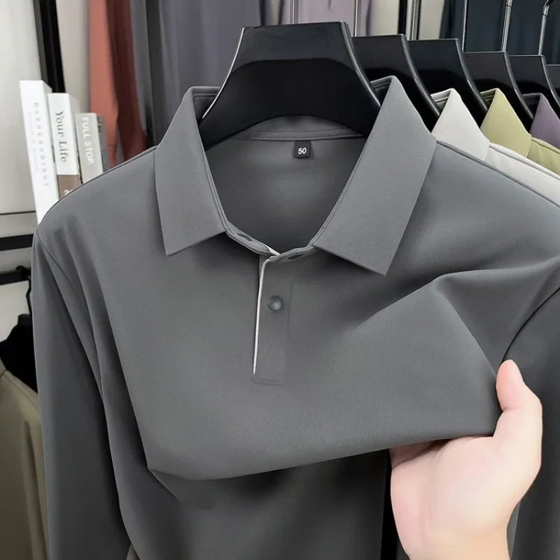 Men's Premium Polo Shirt – Soft Brushed Cotton Blend, Color-Blocked Placket, 4-Way Stretch, Anti-Pilling, No Iron