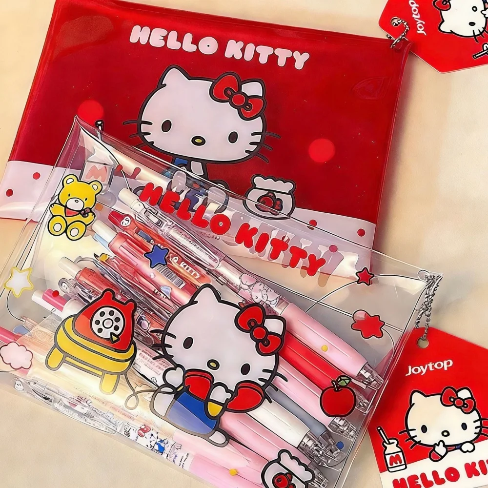 Genuine Hello Kitty PVC Snap Pouch Cute Sanrio Portable Travel Organizer For Cosmetics Stationery Daily Tiny Accessories Storage