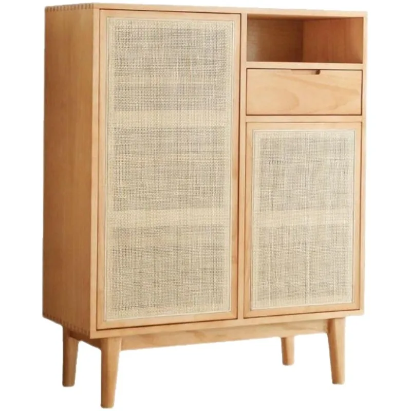 Small size simple shoe cabinet at the door of the home, solid wood sitting integrated entrance cabinet