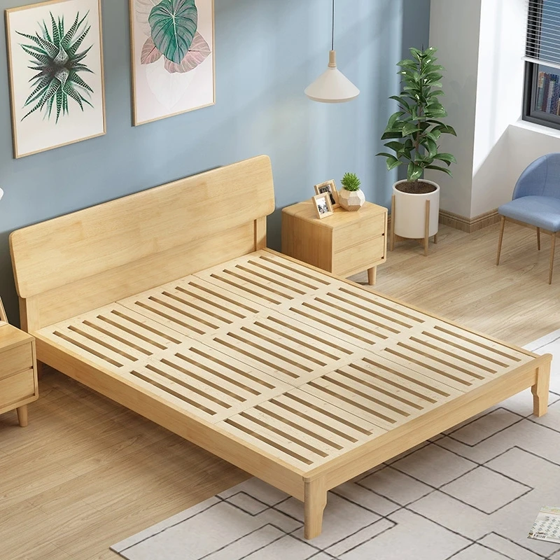 Hot Sale Bed with Two Nightstands Good Price  Simple Modern Bedroom Furniture Set Solid Wood  Frame Bed Discount Bed