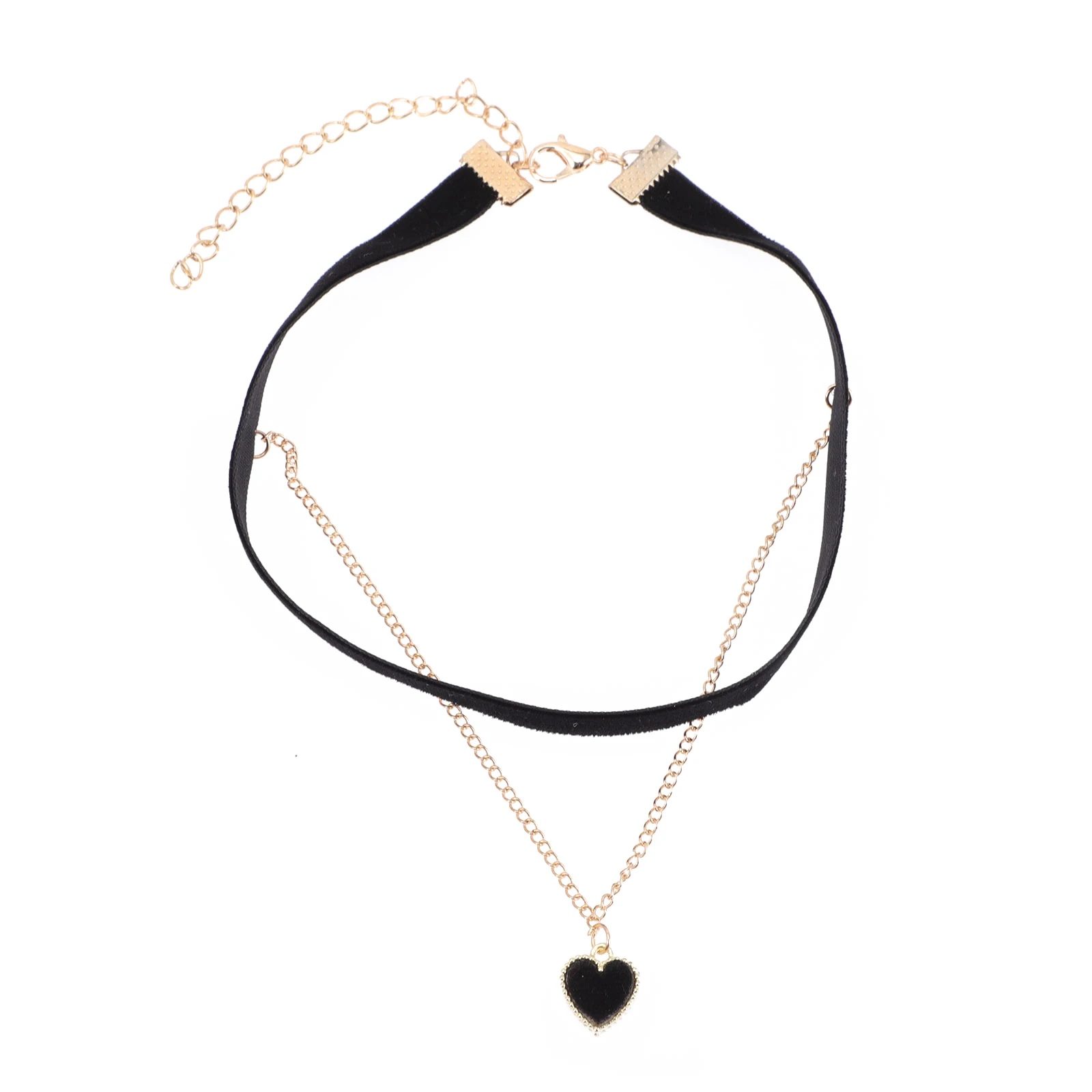 

Choker Necklace Double Layer Clavicle Chain Heart Pendant Chic Unique Design Party Festival Necklace for Women Girl Neck Chain