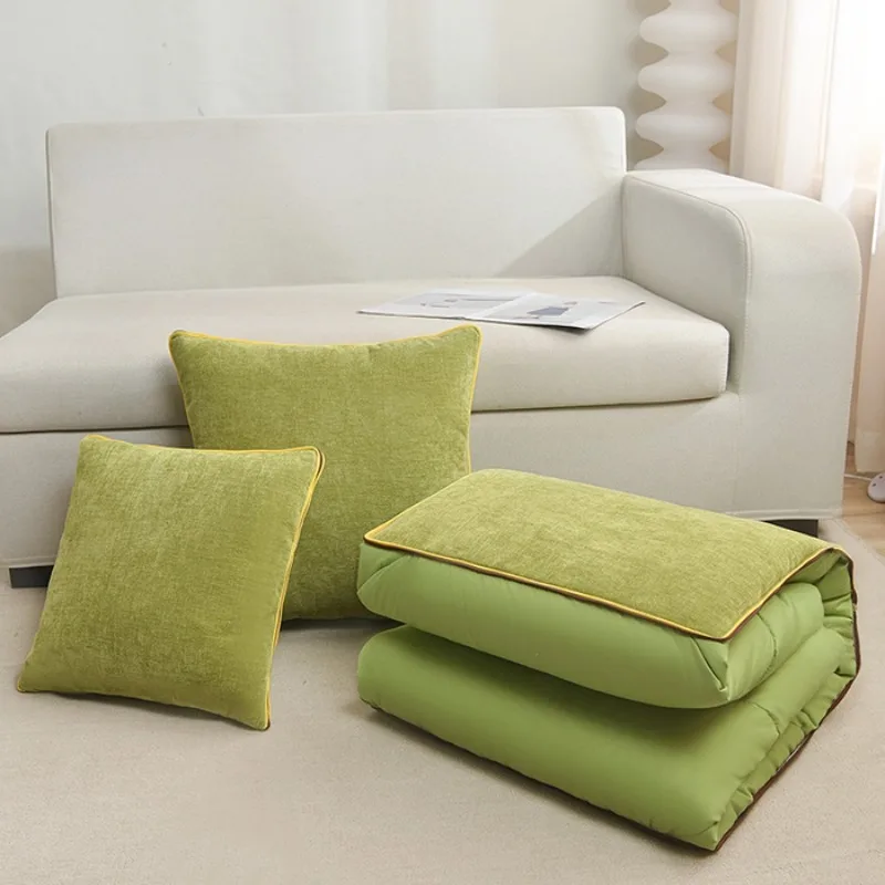 

2025 new chenille rimmed cotton pure cotton pillow quilt dual-purpose two-in-one solid color thickened milk fleece pillow quilt