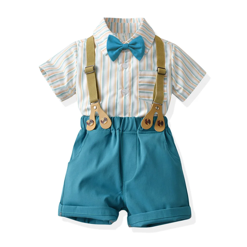 Boys' New Foreign Pure Cotton Children's Shirt Pants Summer Loose Graduation Chorus Dress