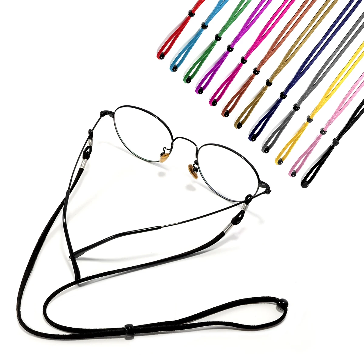 Anti-slip leather cord for glasses; adjustable sports eyeglass chain for hanging glasses; wholesale from the manufacturer