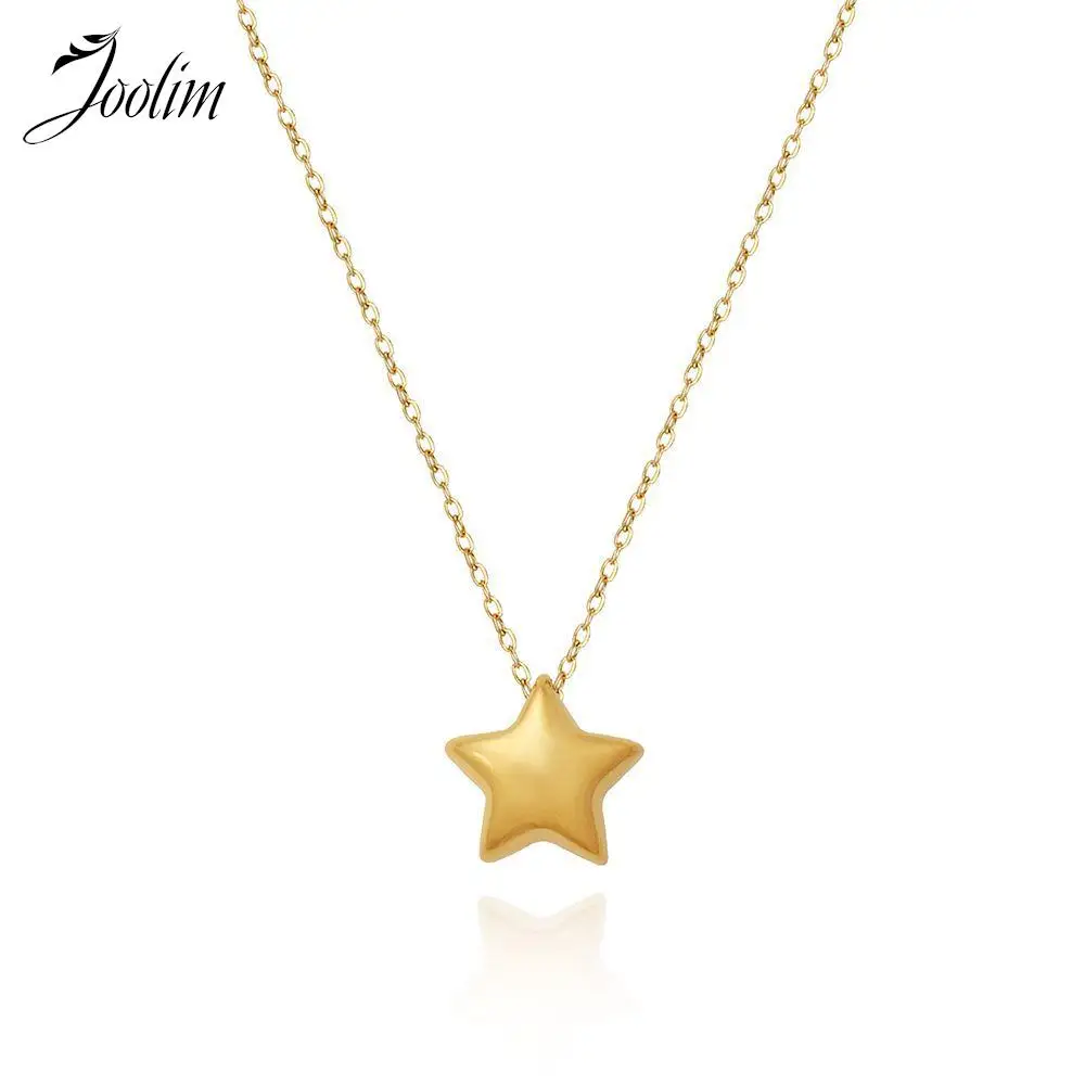 

Joolim Jewelry Wholesale Tarnish Free Artsy Vintage Lucky Simple Five-pointed Star Pendant Stainless Steel Necklace for Women