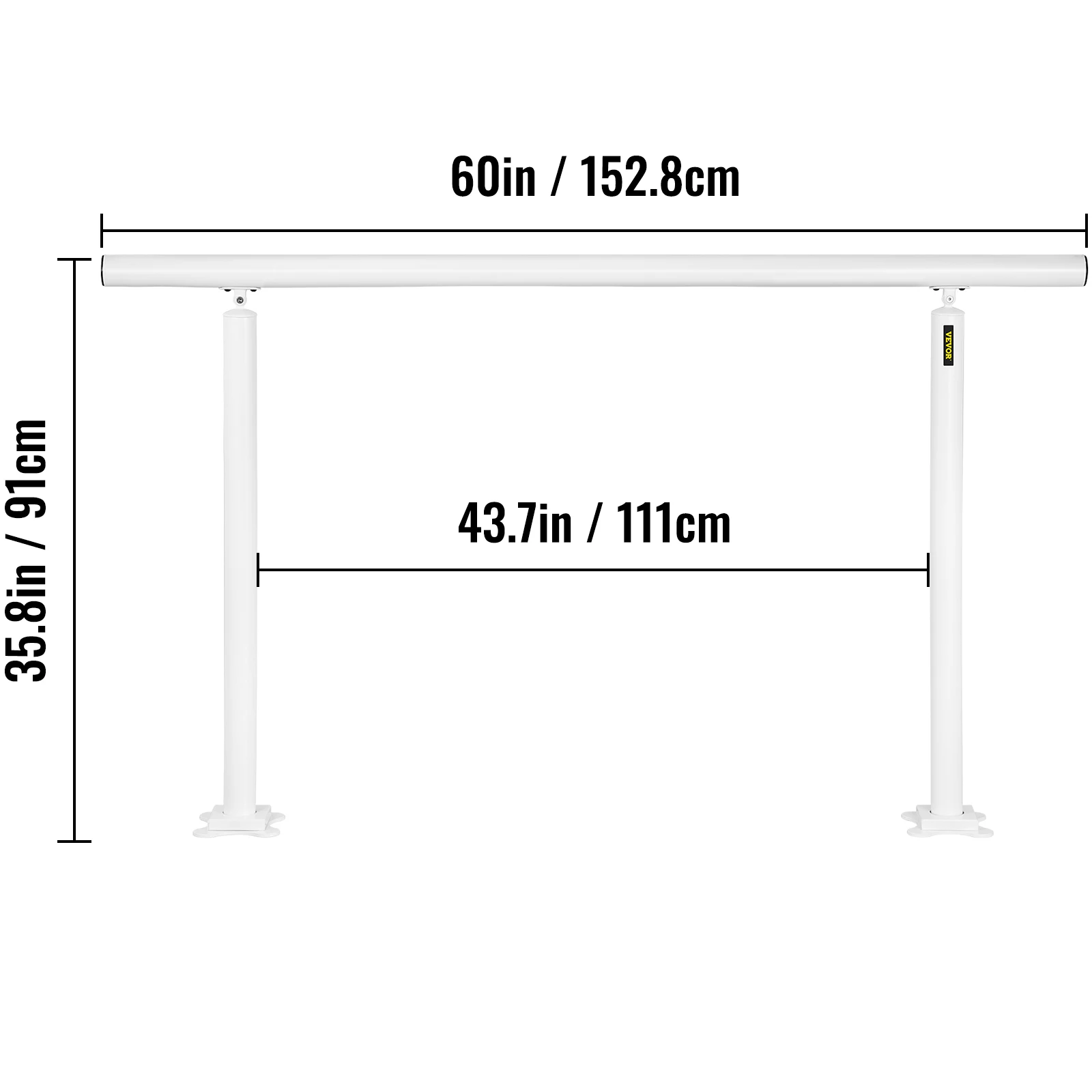 Handrail for Outdoor Steps Aluminum Stair Fit 0-5 Steps Installation Kit