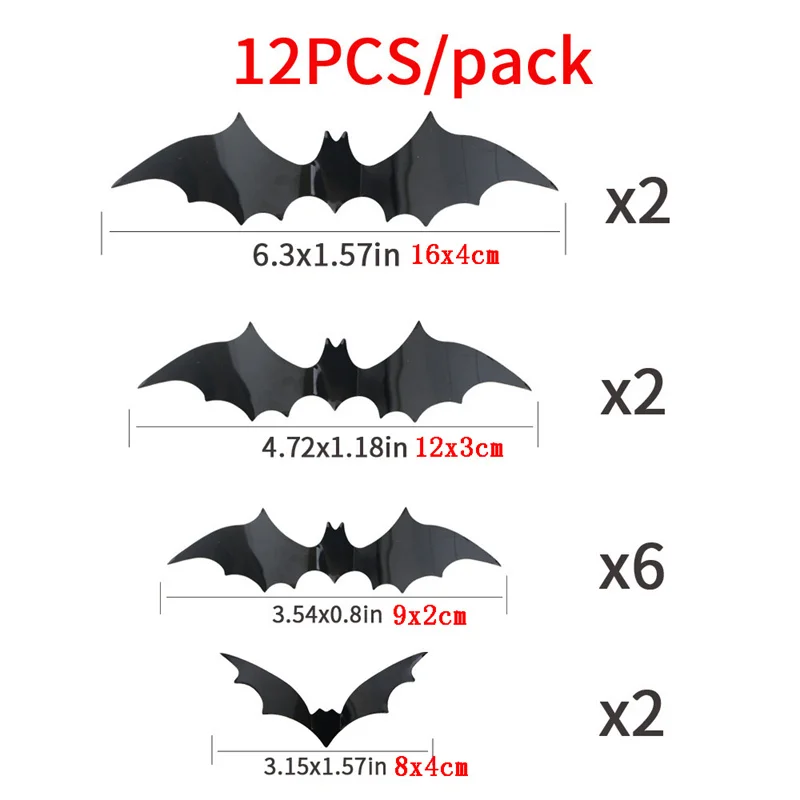 Halloween Decorations Hollow Easy To Apply Spooky Add A Touch Of Terror Detachable Removable Bat Sticker Bat Wall Sticker Black