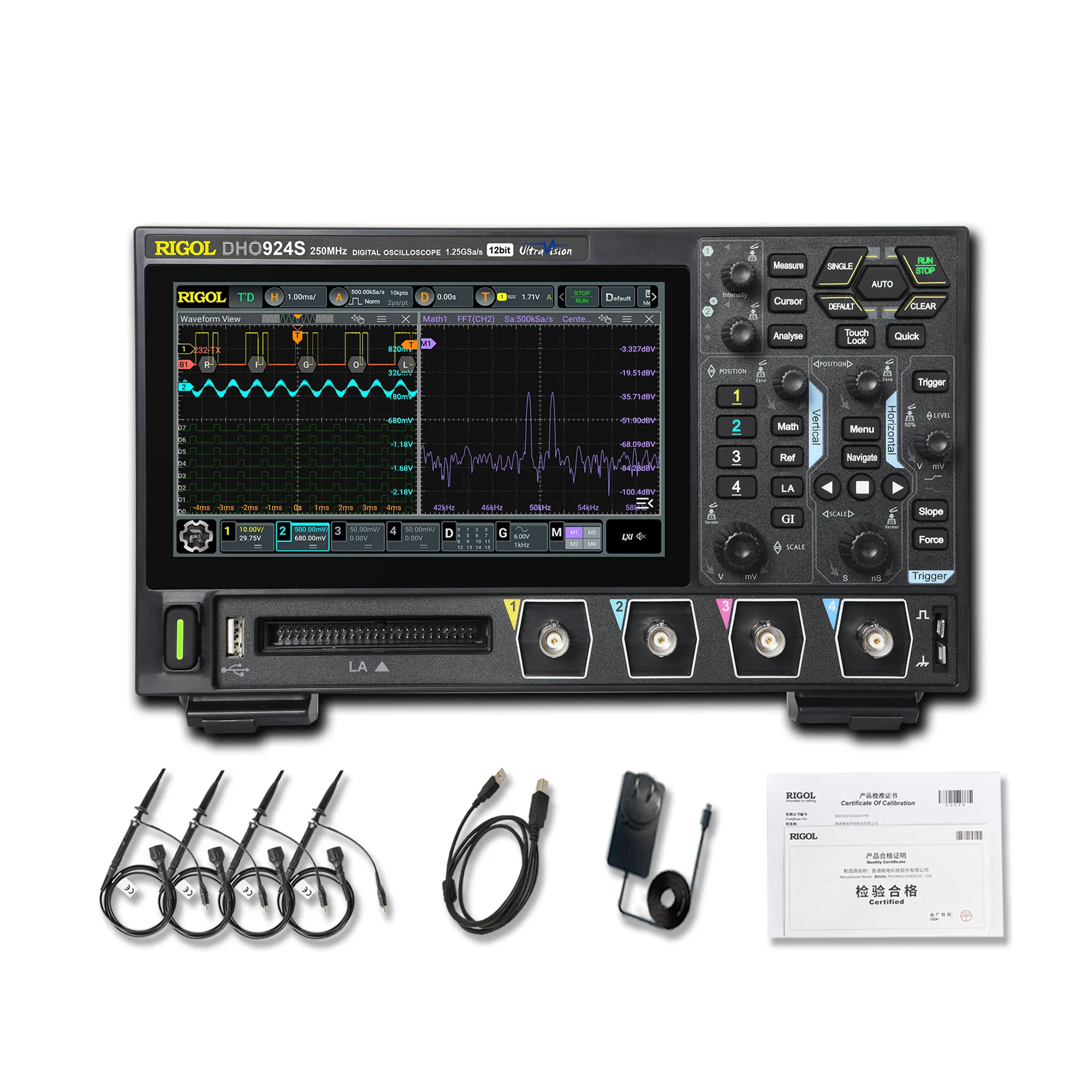 RIGOL DHO900 Series Digital Oscilloscopes Portable,125-250MHz,1.25G Sa/s, type-c Power Supply, DHO914/DHO914S/DHO924/DHO924S