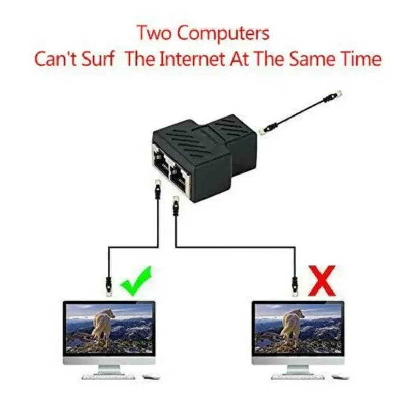 جديد 1 إلى 2 RJ45 الفاصل محول ثنائي أنثى ميناء LAN محول إيثرنت موصل