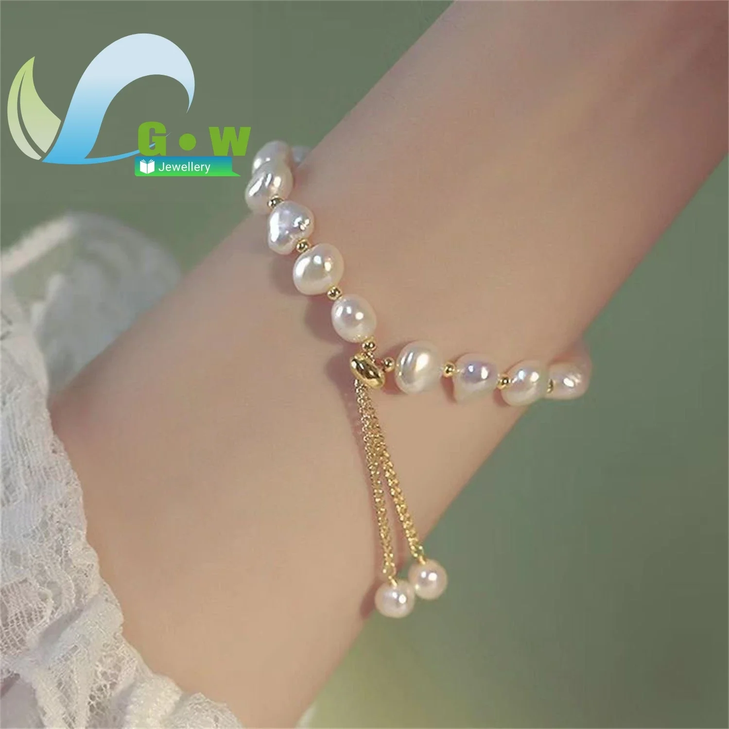 Freshwater Pearl Bracelet Irregular Design Vintage Delicate Pull Adjustable Hand Chain Elegant Jewelry Accessory for Women Luxu