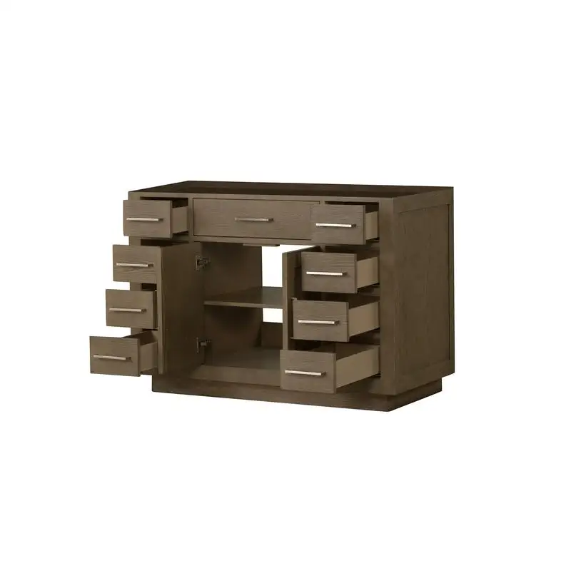 Vaidade única de carvalho cinza de 48" para banheiro, profundidade de 22", design elegante e funcional