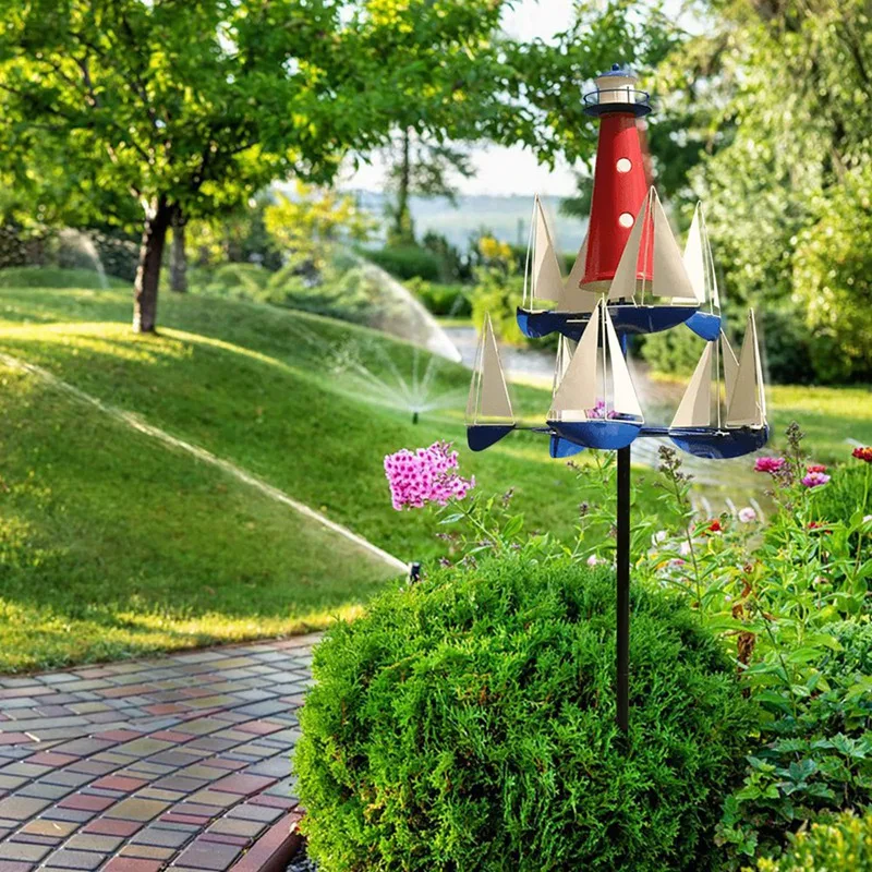 Windmill Sailboat Art Wind Sculpture,Unique Design Outdoor Garden Decorations Moral Good,Gifts