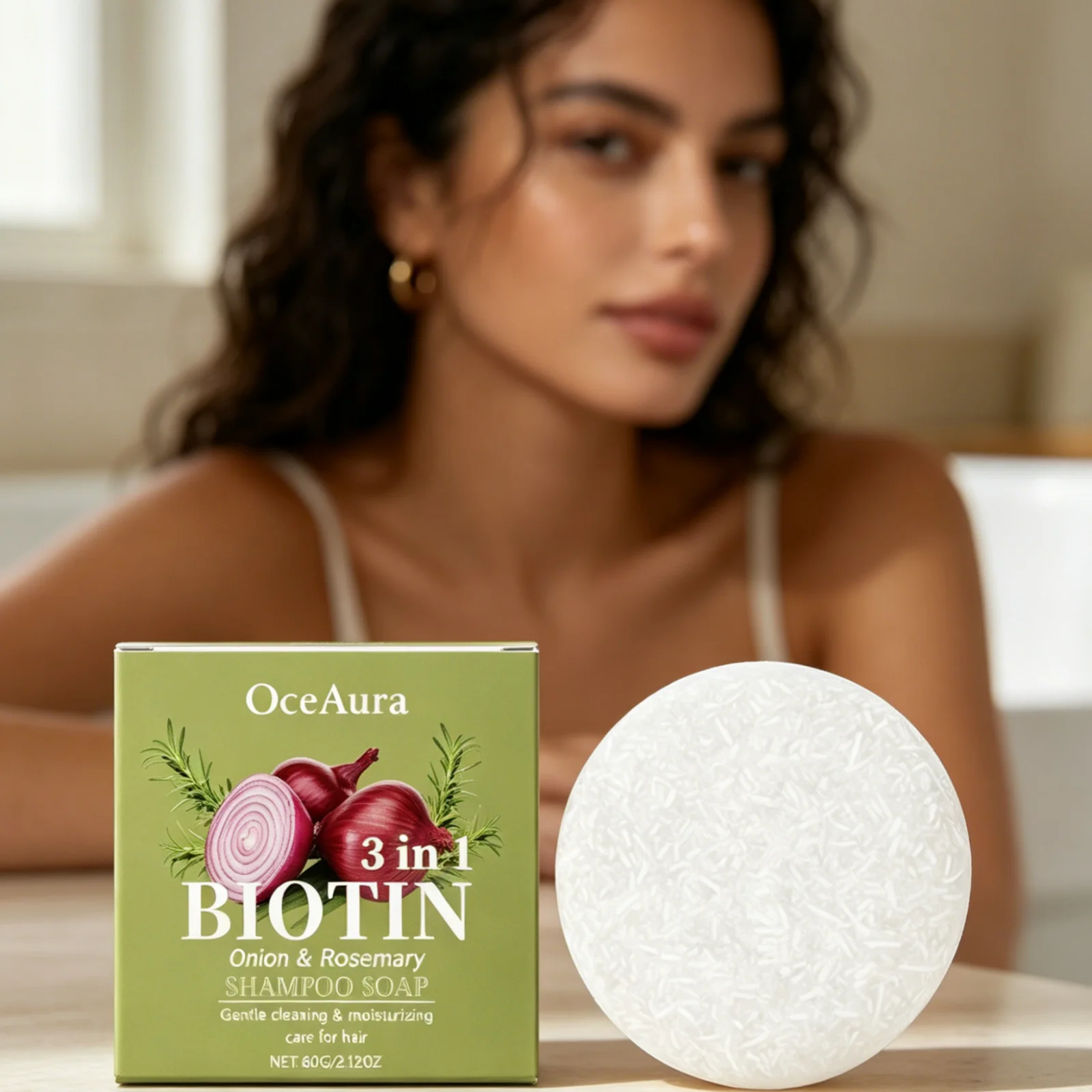 

OceAura Biotin Shampoo Soap Deep Cleansing Oil Control Nourishing Strengthen Hair Repairing Onion Rosemary Hair Shampoo Bar 60g