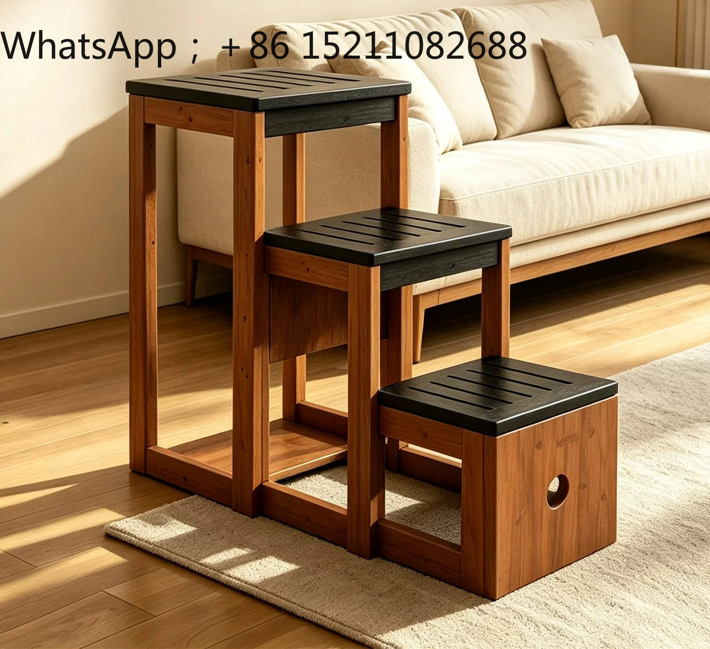 LLY Foldable Ladder Stool Indoor Climbing Thickened Ladder Stool Multifunctional Three-step Ladder Shelf Cat Climbing Frame