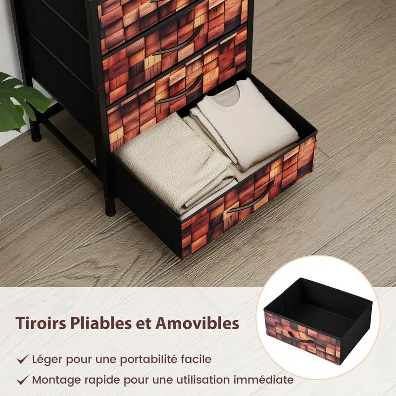 Mesita De Noche/Cómoda Con 4 Cajones De Tela Y Estructura Metálica, Gabinete Vertical Para Dormitorio, Organizador De Armario, Torre De Almacenamiento — -60%, 74.34€ Coupon, from 49.56€ – 60% descuento – €49.56