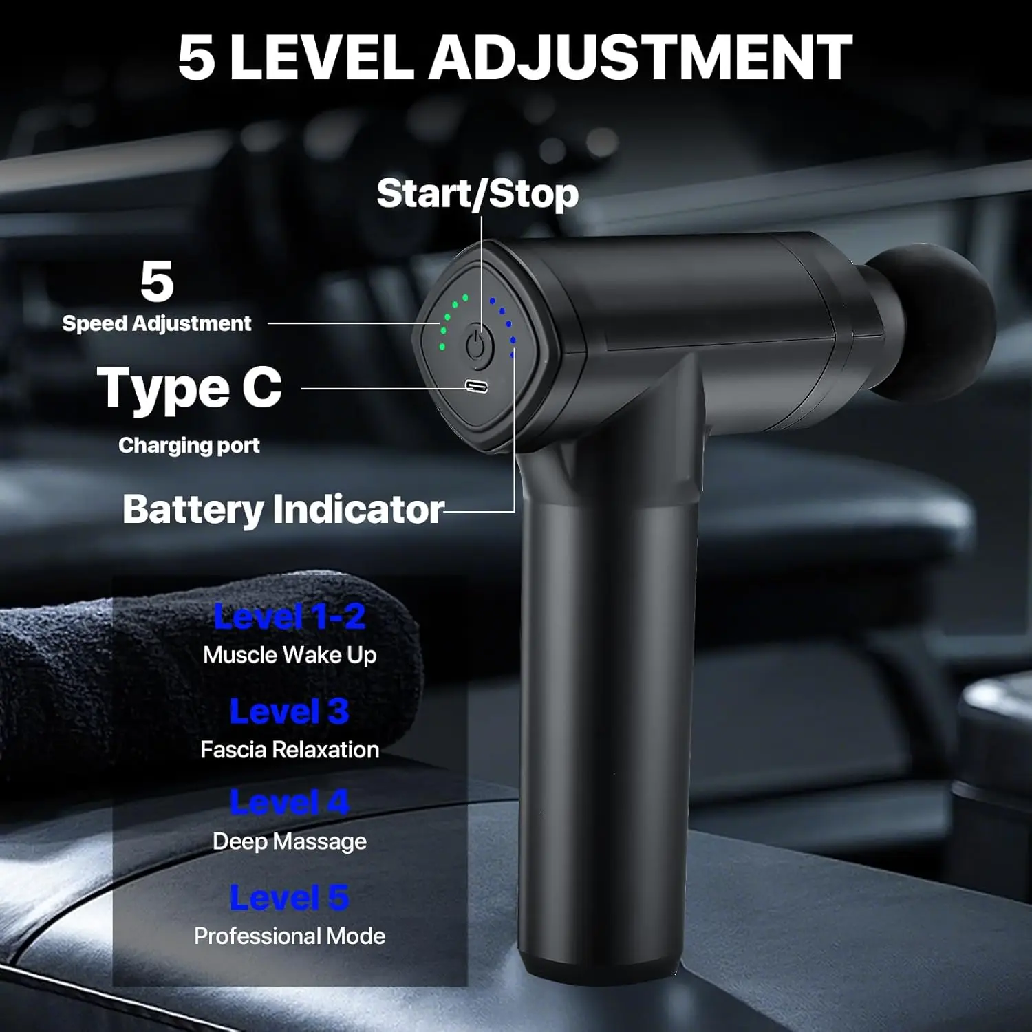 Massage Gun Deep Tissue - Back Muscle Massager w/High Torque Motor for Back Pain, Shoulder, Neck, Body, All Muscles Recover & Ma