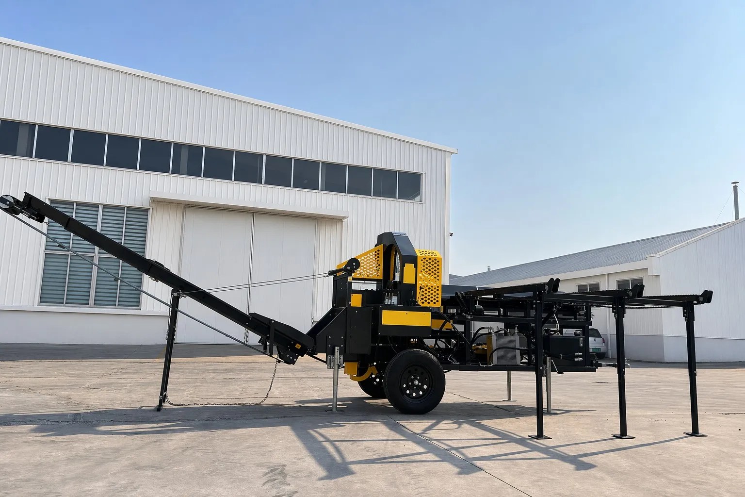 45 Ton Firewood Processor 20HP Engine Electric Start 6-Way Splitting Wedge Hydraulic Log Splitter Trailer Gear Motor