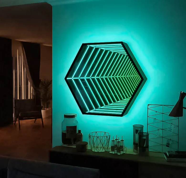 

Infinity Mirror Hexagon Size RGB Color Tuya App Control Decoration Wall Lamp Hanging