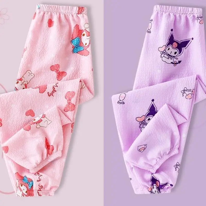 

Sanrio Pants Kuromi New Style Summer Thin Children Mosquito Repellent Pants My Melody Baby Cartoon Cool Comfort Cheap Home Pants