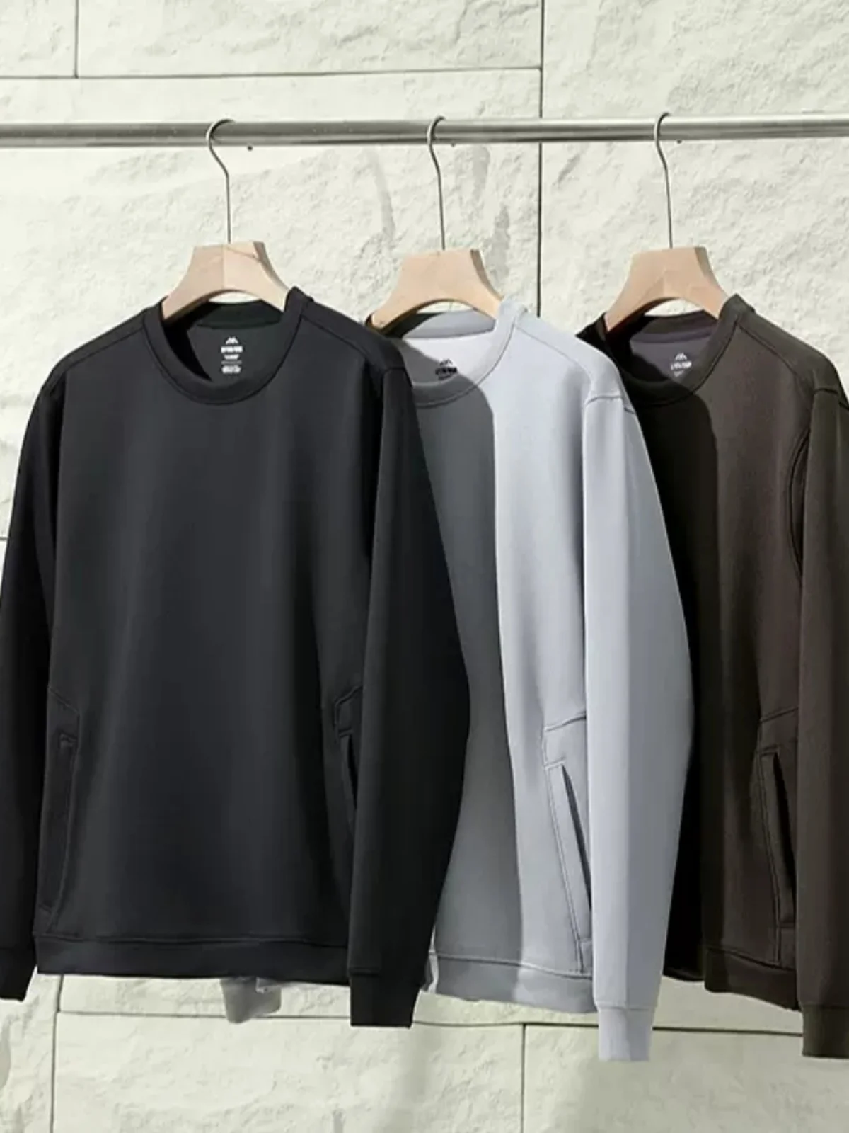 Men's Casual Elastic Sweatshirt Spring Fashion Lightweight Luxury Texture Mask Touch Feeling Men's Hoodie round Neck Design