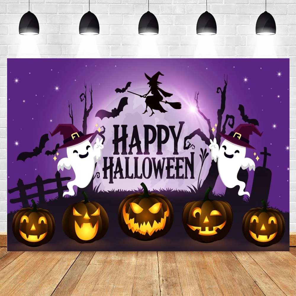 Фон для фотосъемки на Хэллоуин с ужасами луной тыквой ведьмой планшетом детской портретной фотосъемки на Хэллоуин Декор